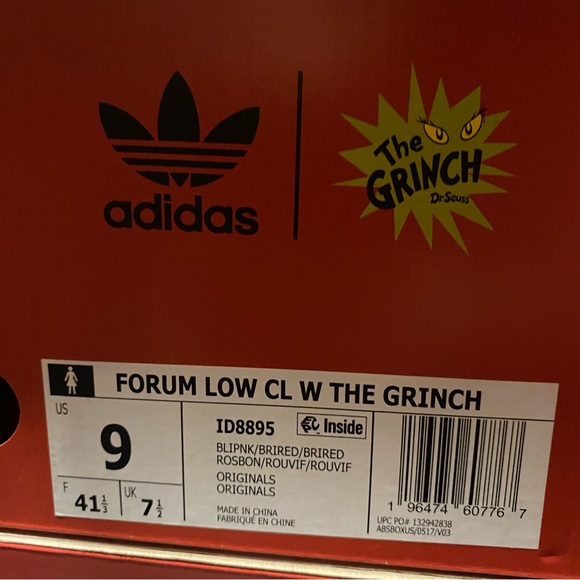 adidas Originals The Grinch  Forum Low CL Pink Suede ID8895 Women's Sz - Picture 10 of 12